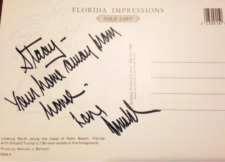 Post Card Sent from Donald Trump to Stacy Williams