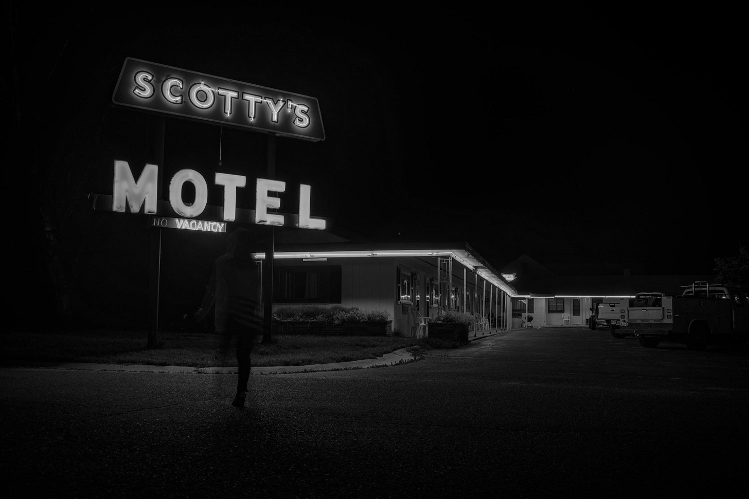 Scotty's Motel signage turned on Scotty's Motel signage turned on