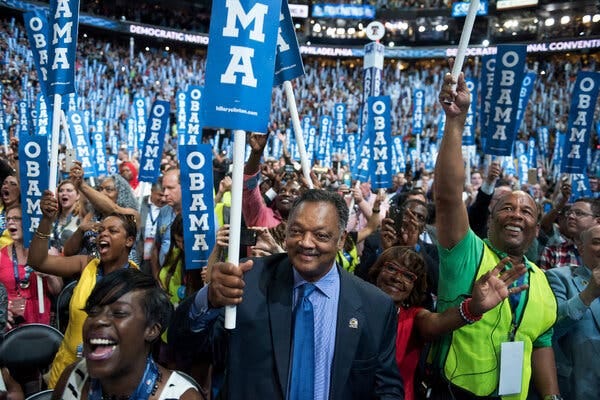 Lots of Obama signs and people cheering