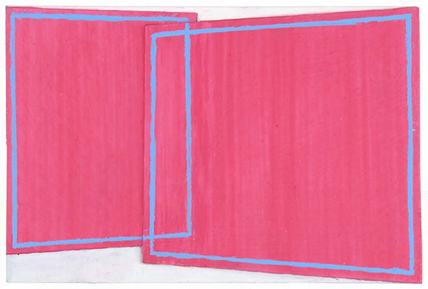 small pink painting by ©Steve Butcher 2022, titled 'Interim'