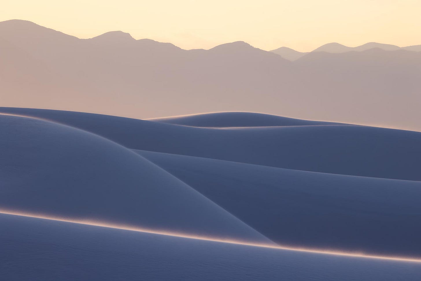Band of Light The last light of the day on a frill of windblown sand. White Sands National Park, New Mexico.
