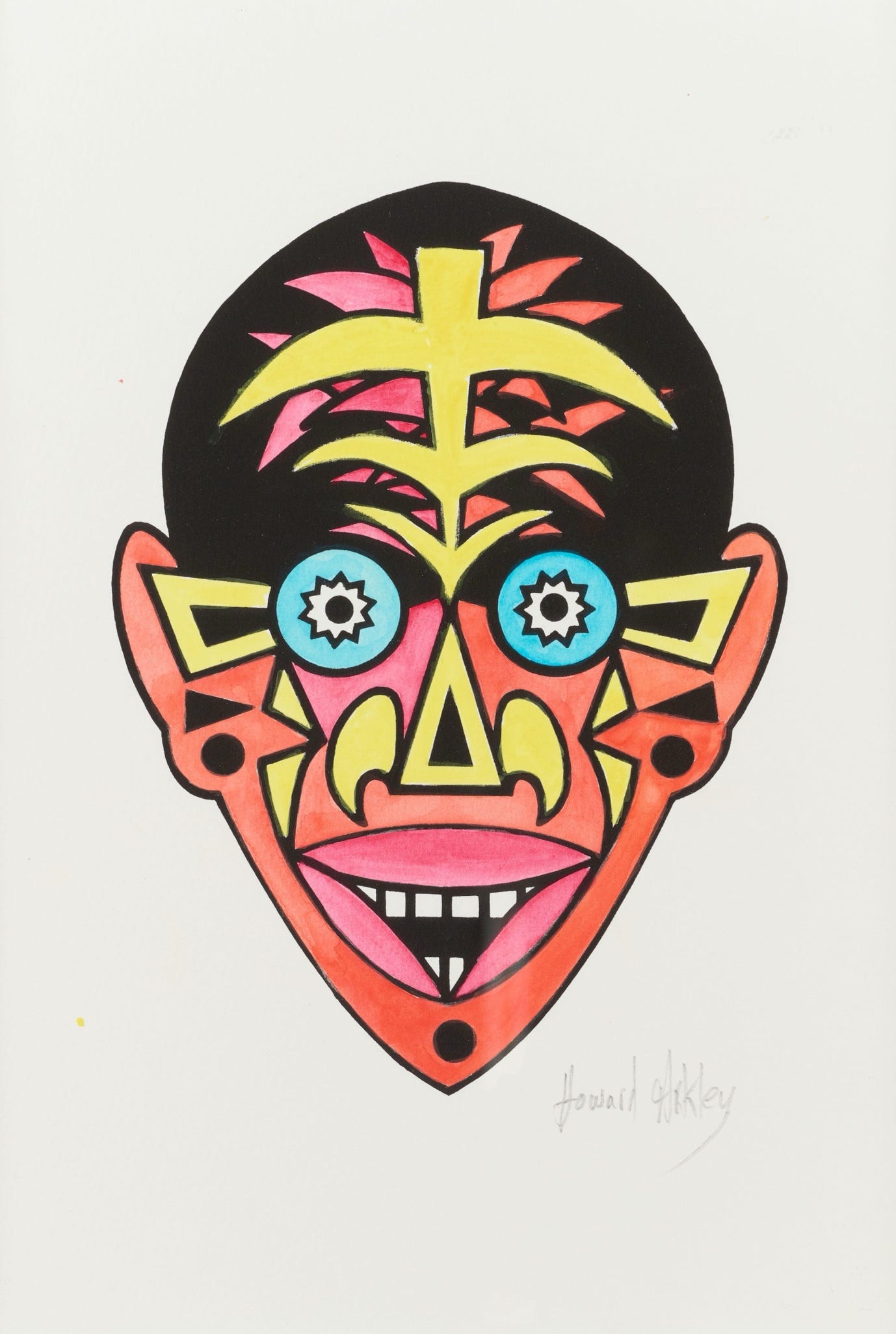 HOWARD ARKLEY, 1951-1999, Zappo Head, hand coloured silkscreen, 40x30cm HOWARD ARKLEY, 1951-1999, Zappo Head, hand coloured silkscreen, 40x30cm