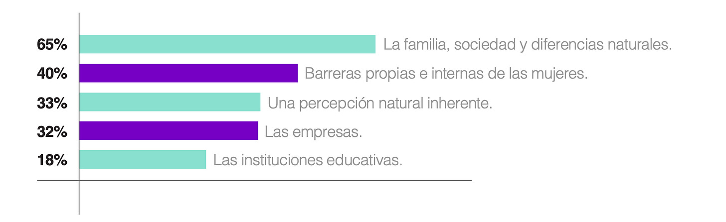 El gráfico muestra de dónde  proviene el desequilibrio de género. Fuente Michael Page.