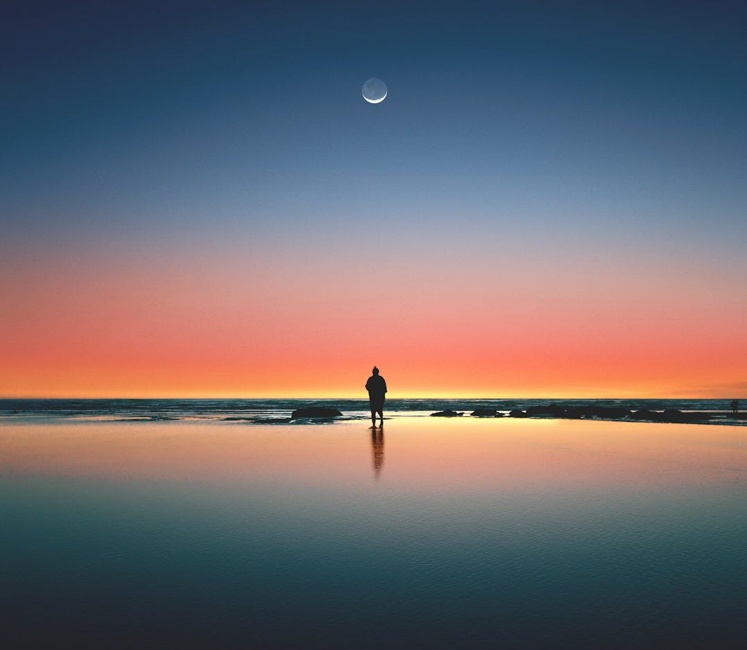 silhouette of man standing on seashore silhouette of man standing on seashore
