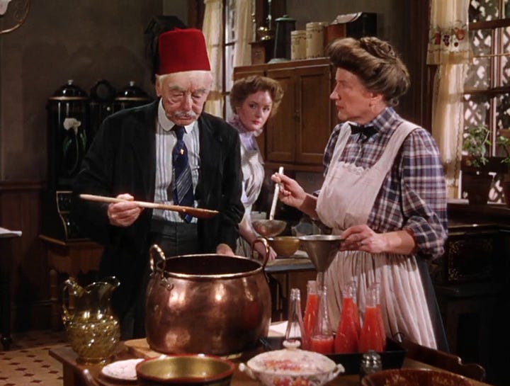 Judy Garland and others take a taste of homemade ketchup in the film Meet Me In St. Louis