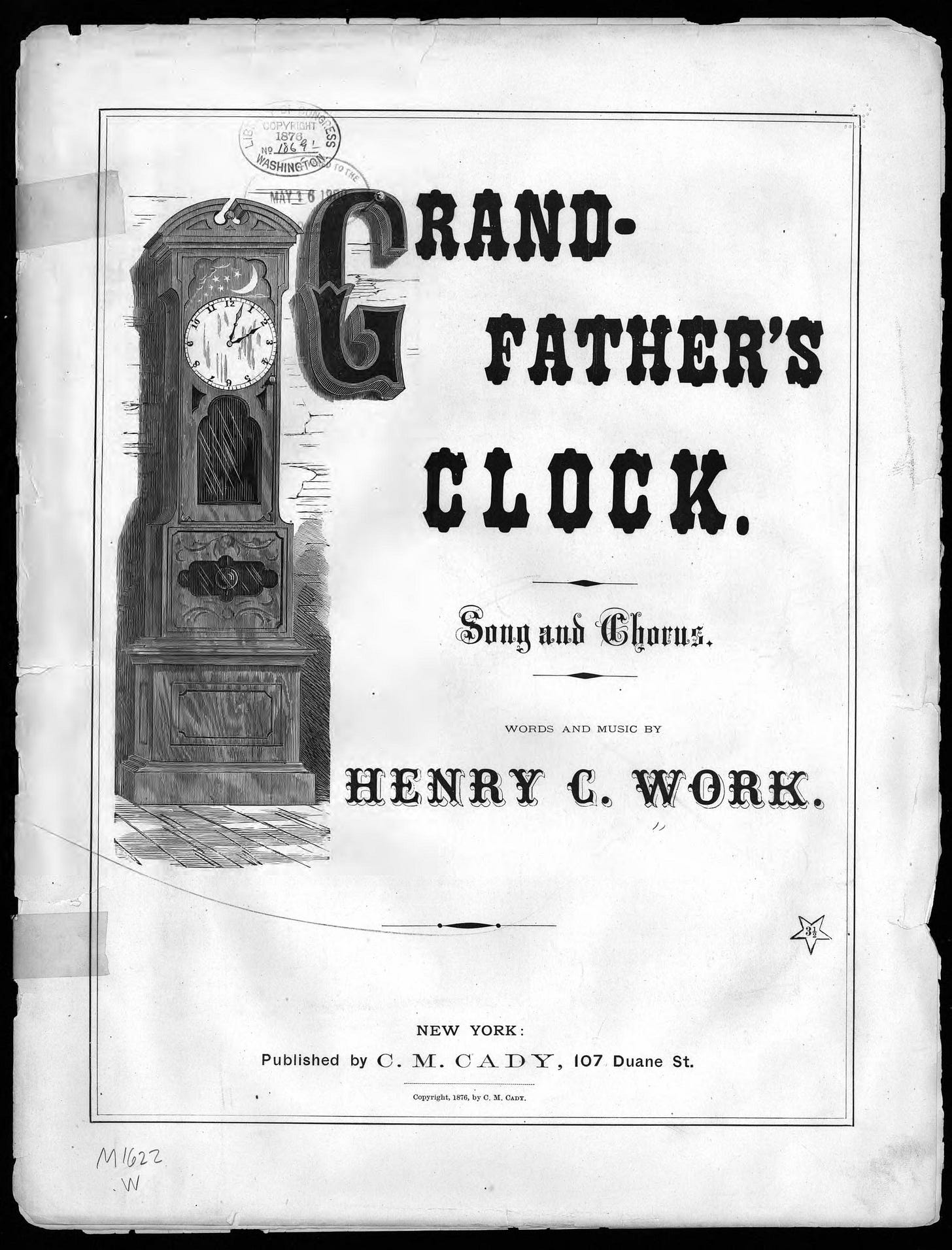 Sheet music for the song "Grandfather's Clock"