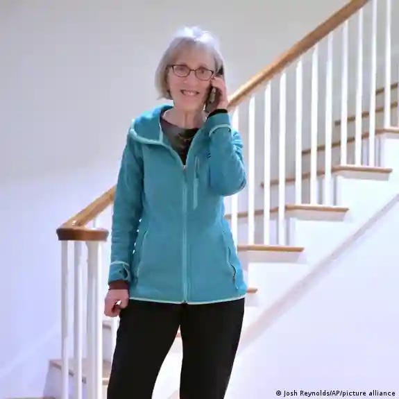 Claudia Goldin speaks to a reporter on the phone in her home in Cambridge, Mass Claudia Goldin speaks to a reporter on the phone in her home in Cambridge, Mass