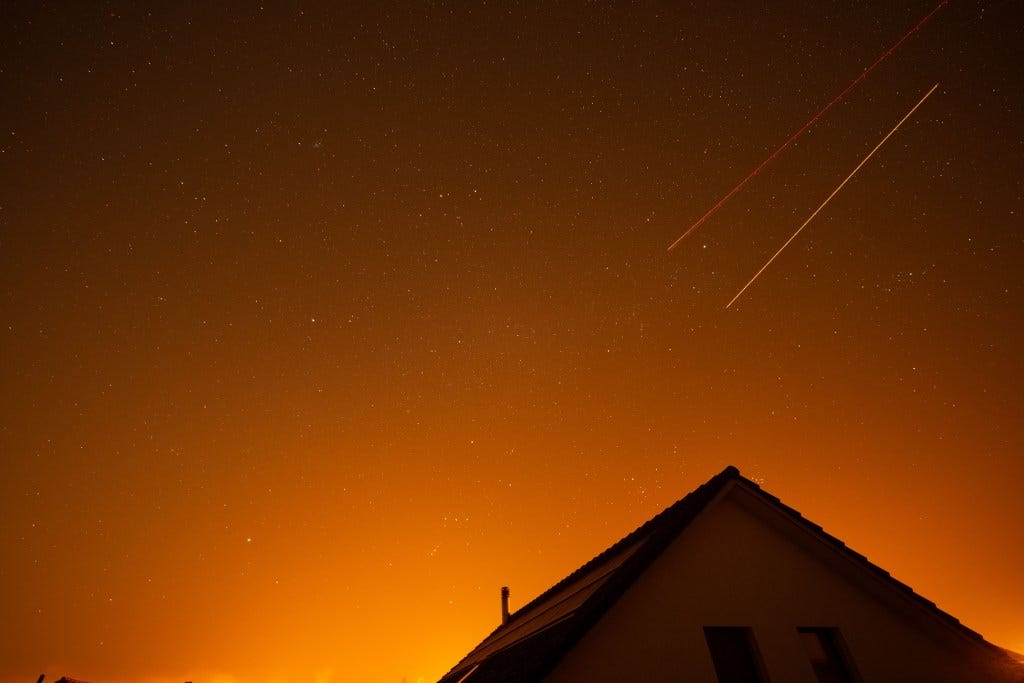 Light pollution visible in an image Light pollution visible in an image