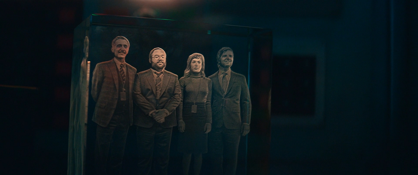 Dylan's glass display of the four MDR workers together