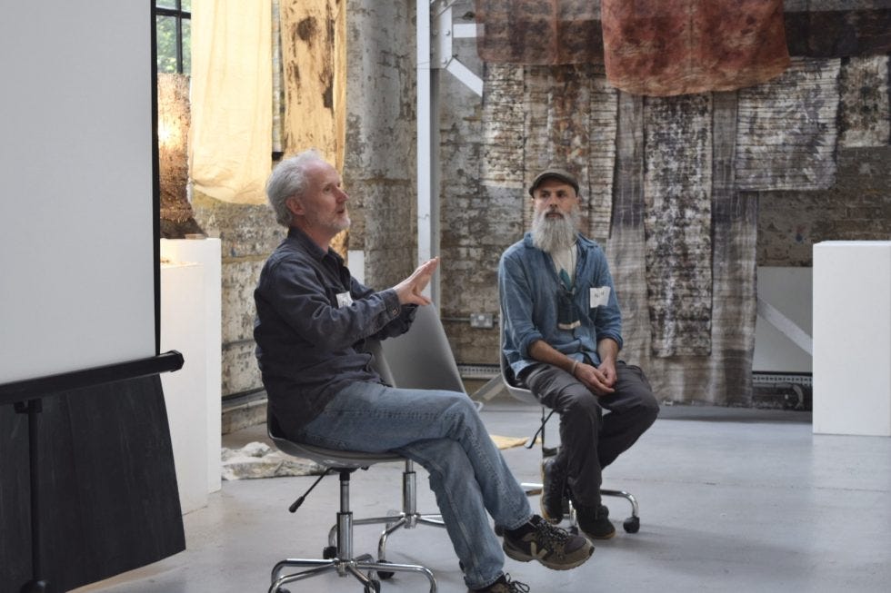 Dylan Howitt and Allan Brown taking questions after the showing of The Nettle Dress. [Credit: The Festival of Natural Fibres].