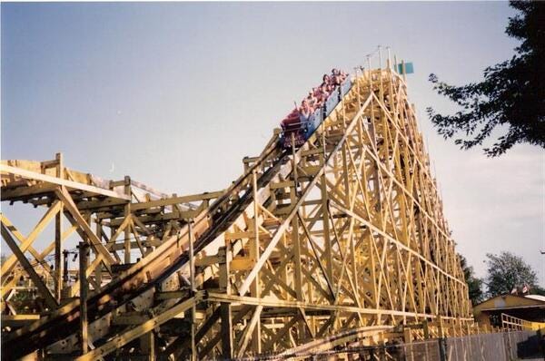 Yellow Giant Roller Coaster in Crystal Beach Ontario. Yellow Giant Roller Coaster in Crystal Beach Ontario.