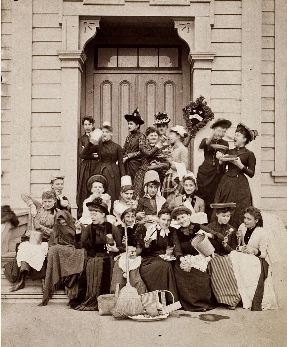 Kappa Alpha Theta sorority sisters at the University of Southern California, circa 1900, capturing early collegiate life.