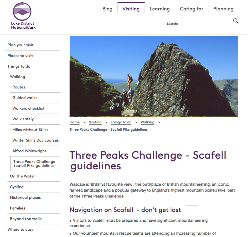 faked-up webpage, Sca Fell guidance
