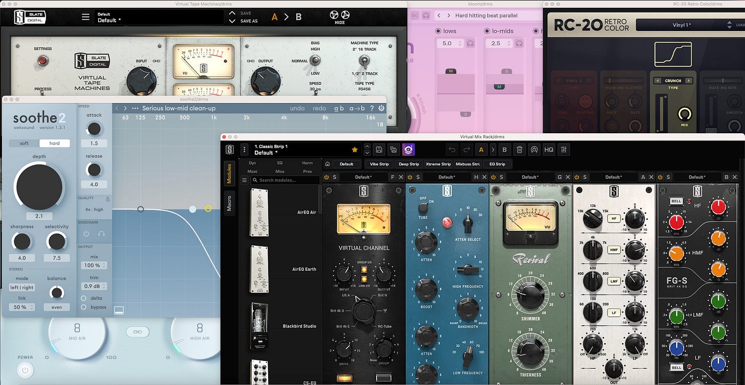 Audio plugins on a screen
