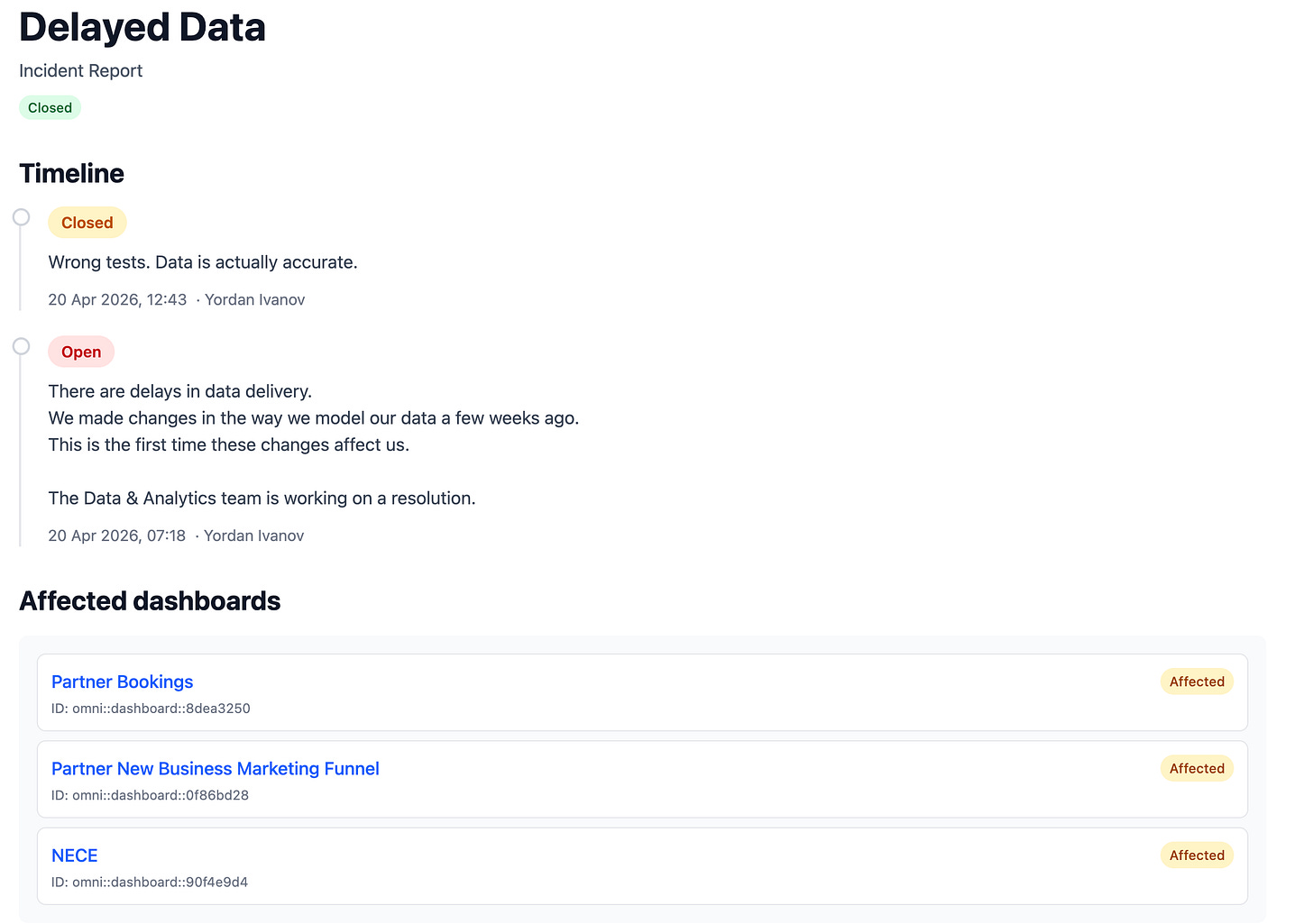 User-friendly incident view
