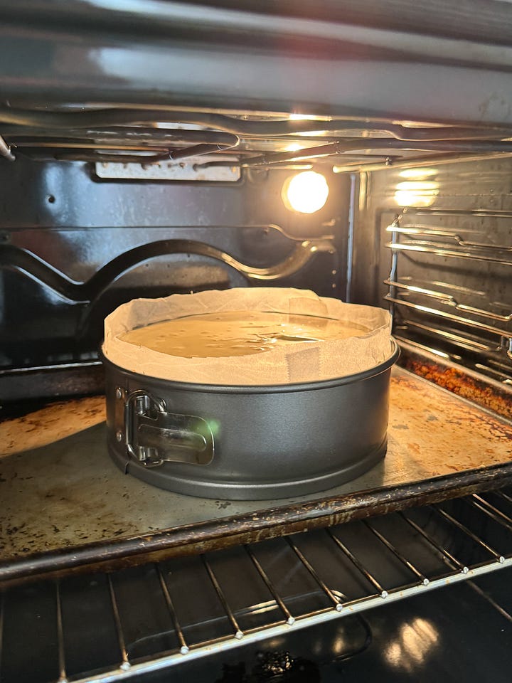 brown butter Basque cheesecake stages