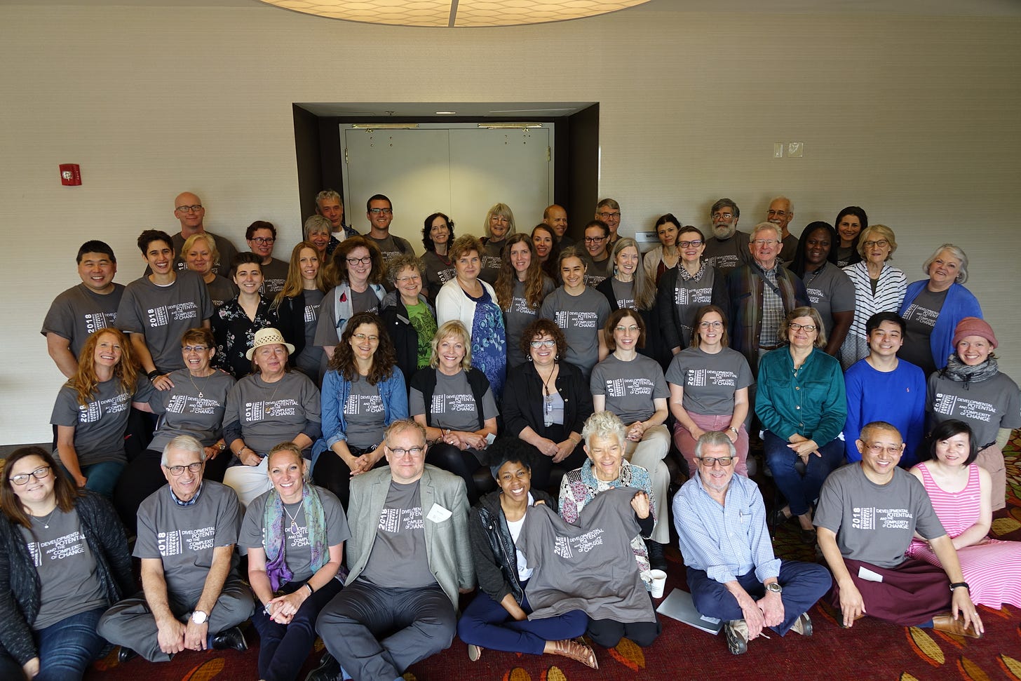 Image description: Group photo from the 13th International Dabrowski Congress, Naperville, Illinois, July 12-14, 2018. Frank is in the front row, third from right.