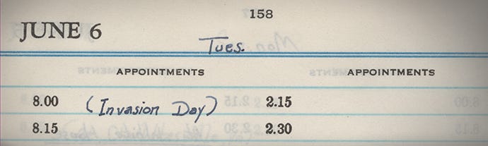 Image from a US Presidential diary entry for June 6, 1944, D-Day.