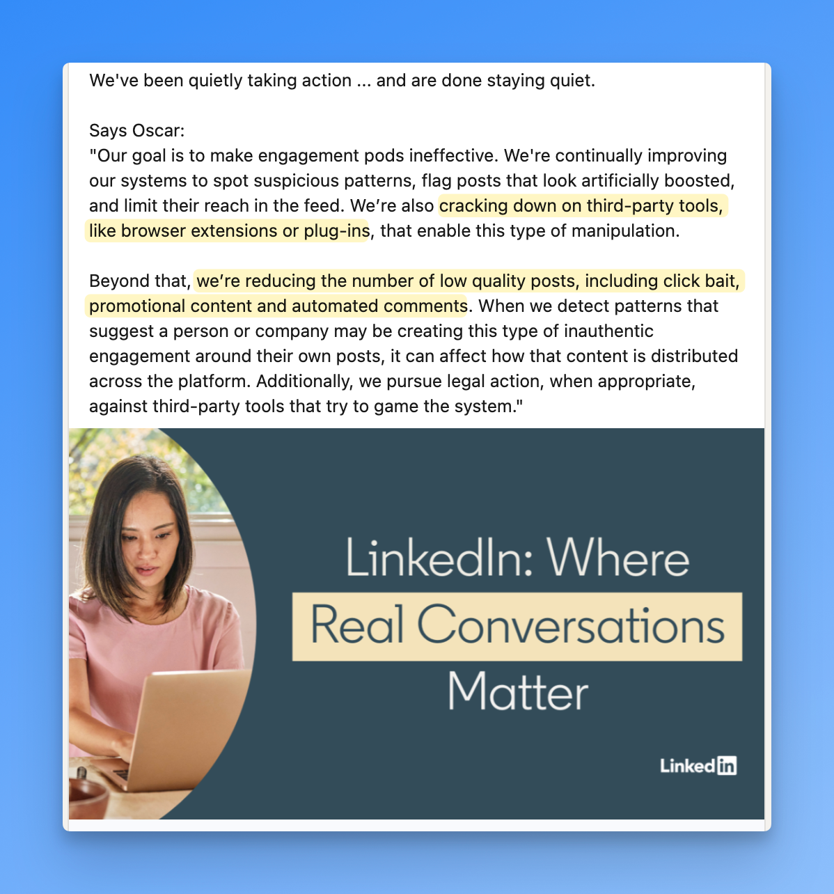 linkedin is cracking down on engagement pods