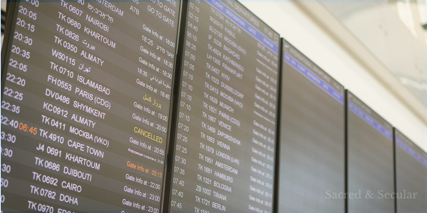 A large airport departures board displays flights to destinations around the world inside a bright terminal, symbolising choices, journeys and the decisions that shape our direction. A large airport departures board displays flights to destinations around the world inside a bright terminal, symbolising choices, journeys and the decisions that shape our direction.