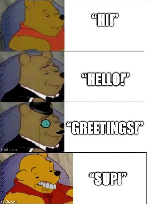 Levels of Formality in Greeting Someone : Second Language Strategies