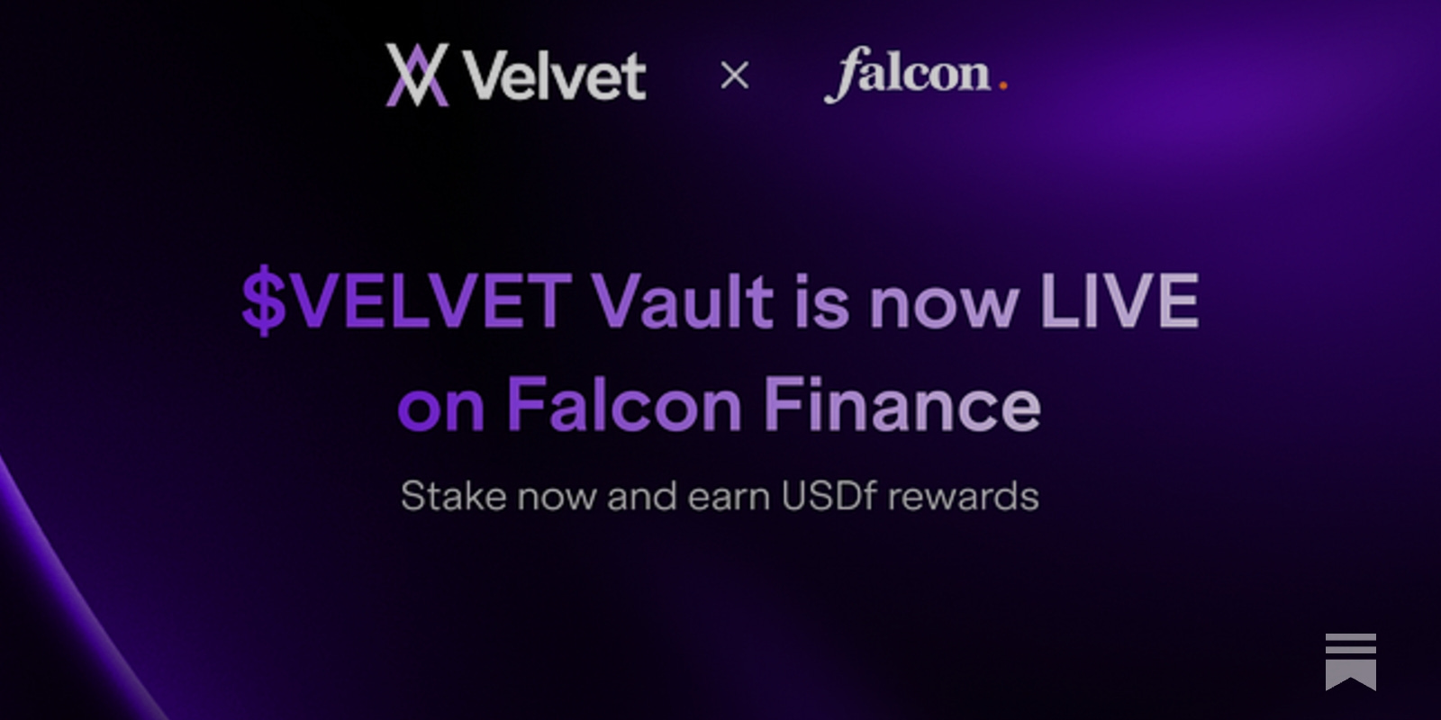 VELVET Vault Goes Live on Falcon Finance - Earn Stables with $VELVET