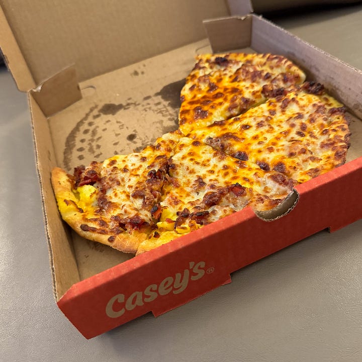 Picture of a Love's Travel Stop and a Casey's Breakfast Pizza