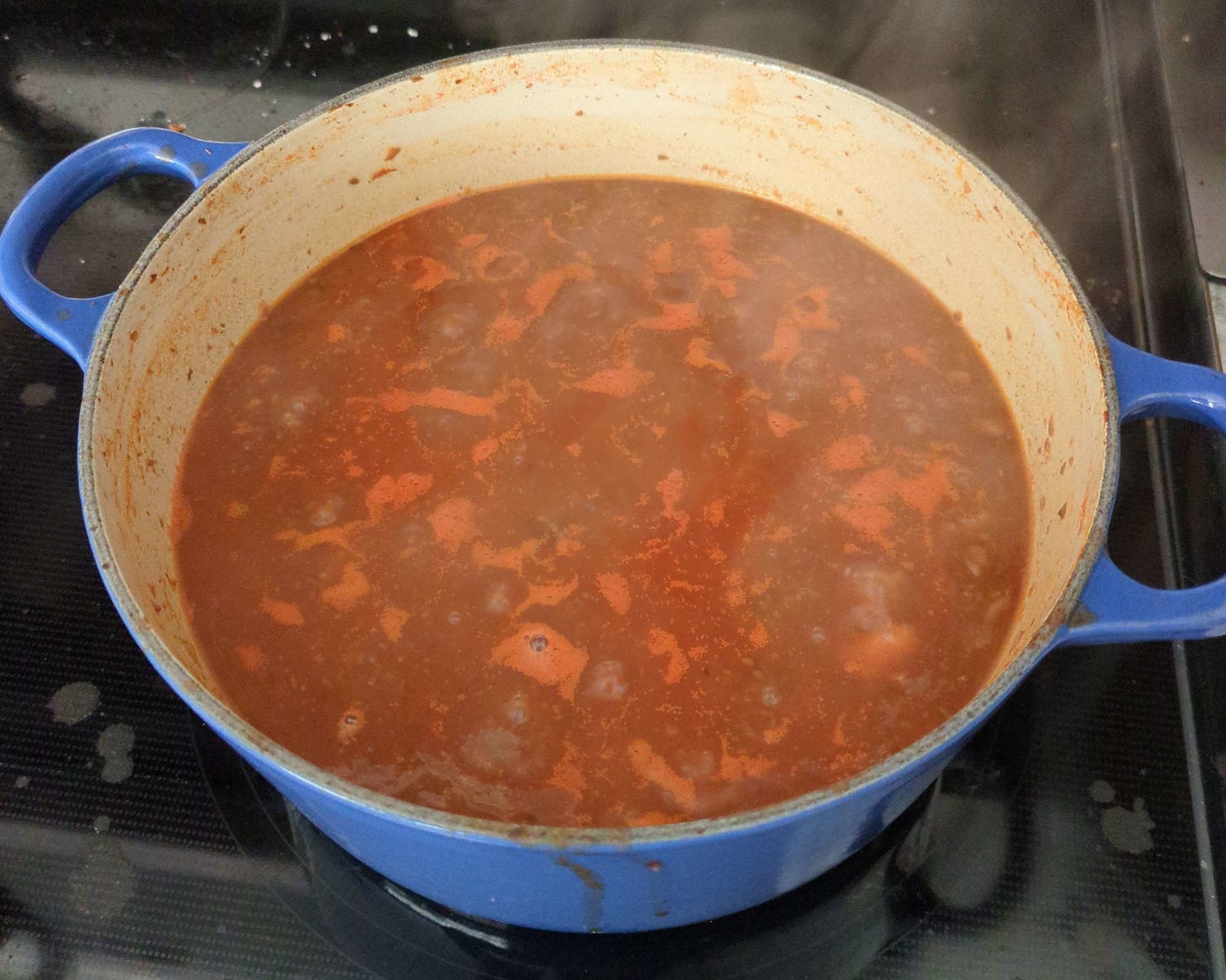 a pot cooking some amazing vegan chili