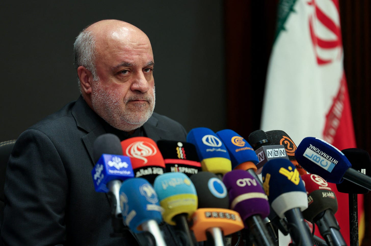 Iran's ambassador to Lebanon Mojtaba Amani attends a press conference at the Iranian embassy in Beirut Iran's ambassador to Lebanon Mojtaba Amani attends a press conference at the Iranian embassy in Beirut
