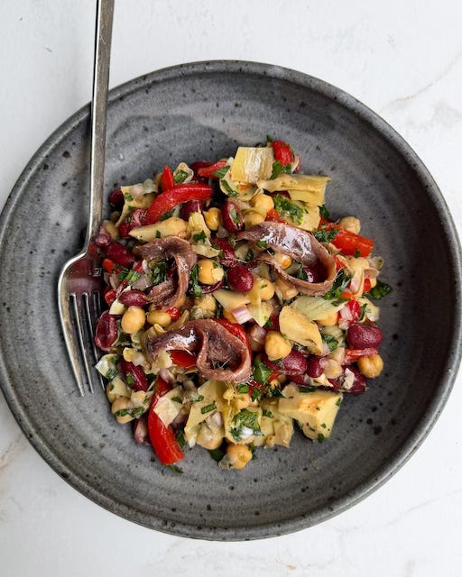 Deconstructed Salsa Verde Bean Salad (with or without anchovies)
