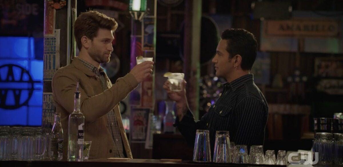 Gay Liam and Dan drinking to their hot relationship on Walker Keegan Allen Gay Liam and Dan drinking to their hot relationship on Walker Keegan Allen