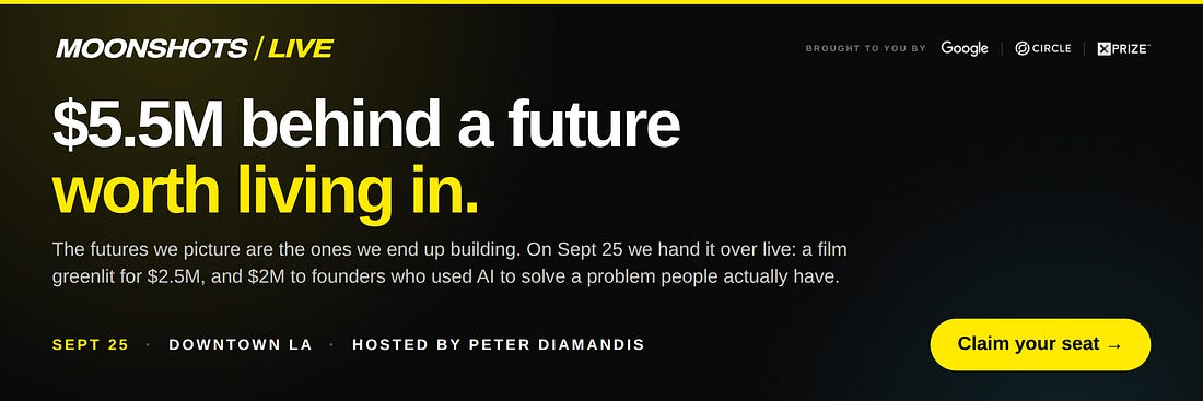 Moonshots LIVE. $5.5M behind a future worth living in. Two XPRIZEs decided live on one stage, September 25, downtown Los Angeles.