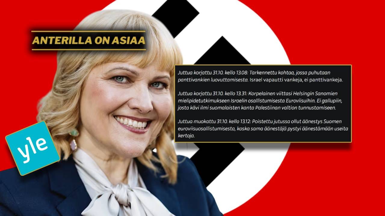 Yleisradion sosialistinen ja antisemiittinen, islamo-natsi terrorismin disinformaatiota tukeva toiminta, on äärimmäisen selkeää maallikoillekin. Laitoksen propaganda ja vaikuttamisyritykset ovat äärimmäisen kömpelöitä. Yleisradion sosialistinen ja antisemiittinen, islamo-natsi terrorismin disinformaatiota tukeva toiminta, on äärimmäisen selkeää maallikoillekin. Laitoksen propaganda ja vaikuttamisyritykset ovat äärimmäisen kömpelöitä.