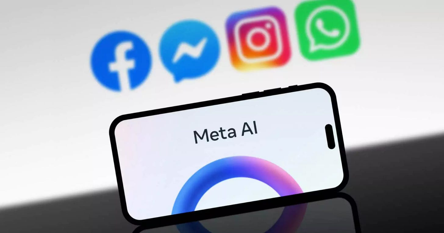 un telefon cu sigla meta ai, si icoanele platformelor meta