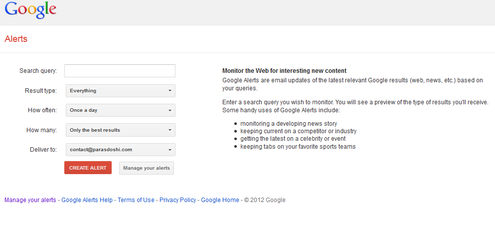 Google Alerts For BLOGGERS SEO Google Alerts For BLOGGERS SEO