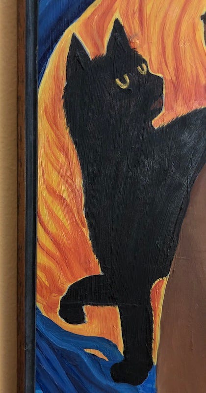Detail of Angeline's painting showing Sara's black cat.