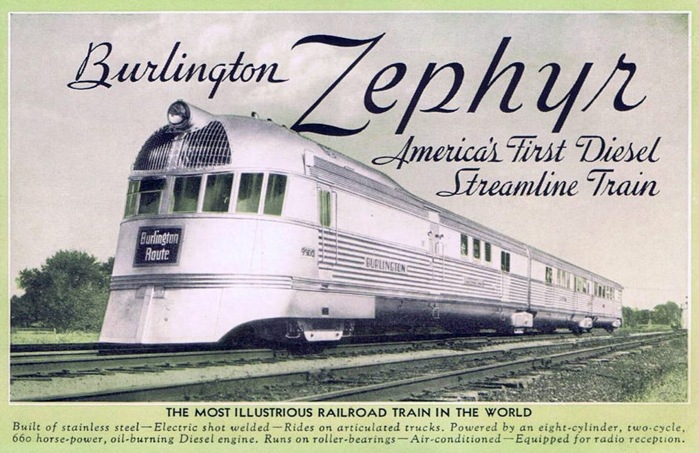 postcard view of Pioneer Zephyr postcard view of Pioneer Zephyr