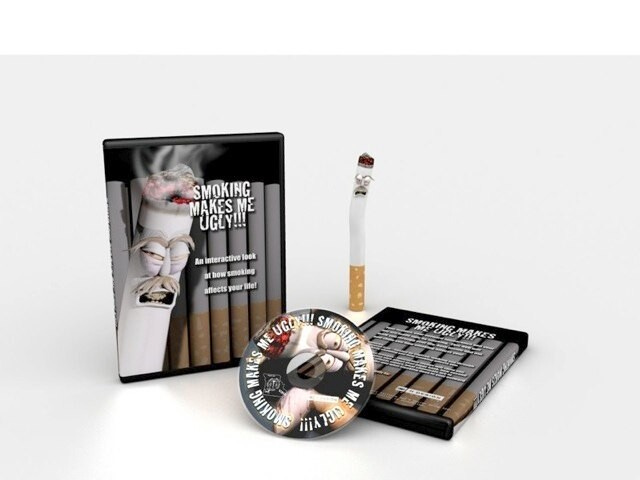While employed at H Design Group, Dan Blincoe designed, created, and animated, Cigfree, a raunchy cigarette for Greene County Medical Society Alliance's, "Smoking Makes Me Ugly" program. The animation teaches elementary children about the deleterious impacts of smoking. Along with the animation, Dan and the H Design Team created an interactive kiosk, and DVD featuring the animation and anti-smoking worksheets.
