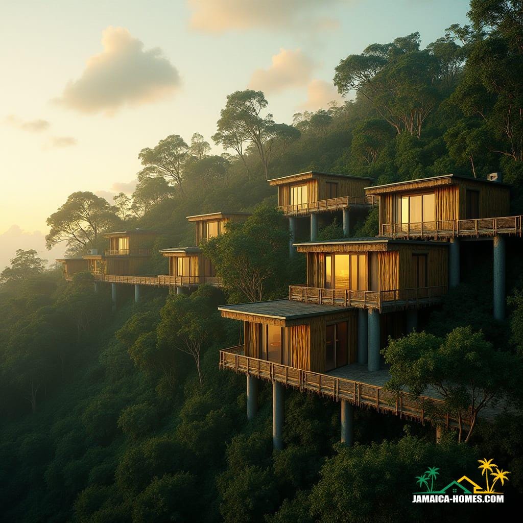 Bamboo home on hill in Jamaica
