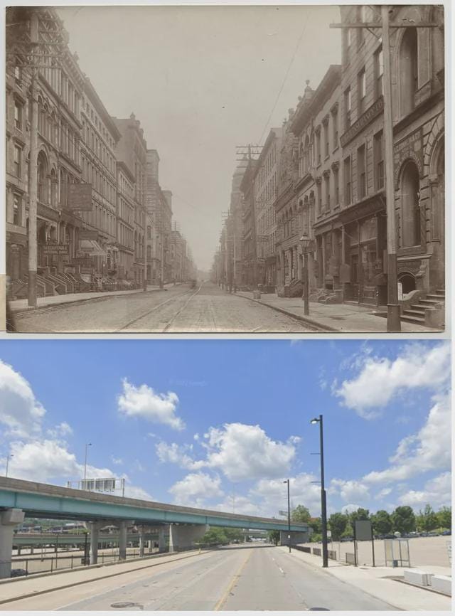 US cities were built for cars" (Downtown Cincinnati, 1890 vs. 2023) :  r/UrbanHell
