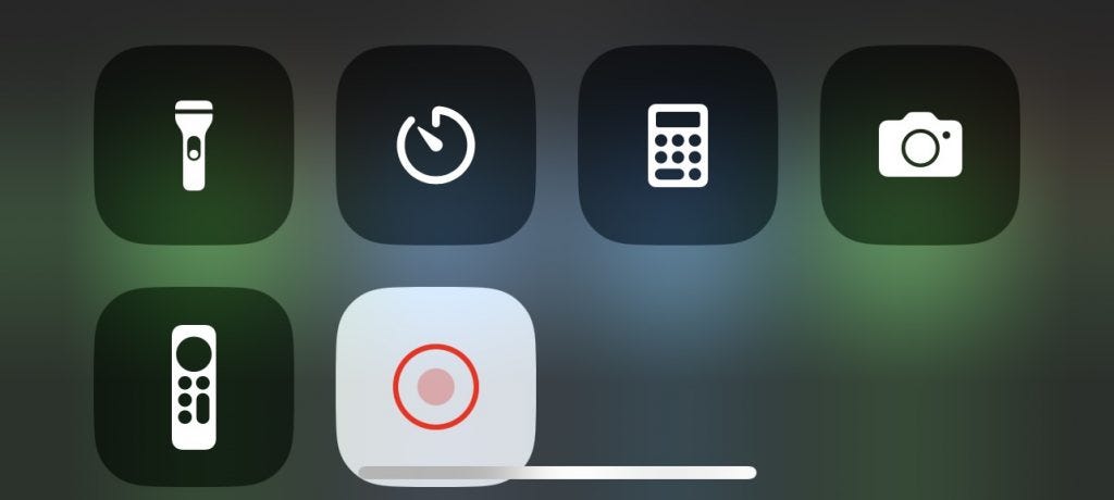 screenshot showing screen recording started.