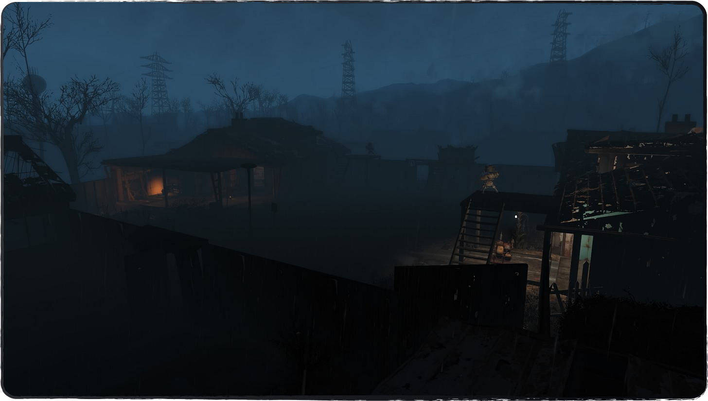 My small base in Sanctuary Hills during my Survival Mode playthrough!