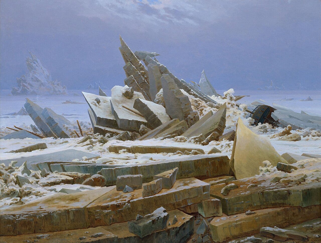 Ice slabs crushing a hull