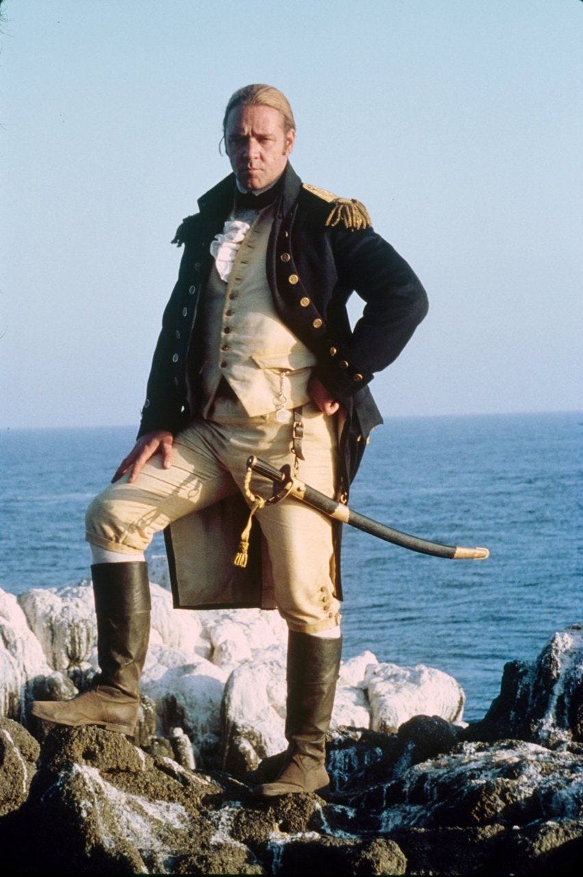 This sort of energy from Russel Crowe in 2003 film Master and Commander