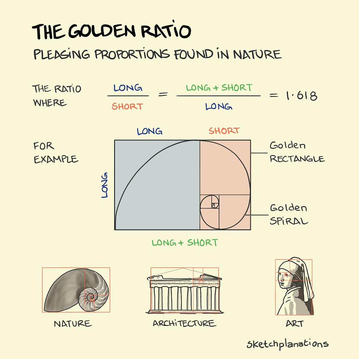 The Golden Ratio: Nature's Perfect Proportions - Sketchplanations The Golden Ratio: Nature's Perfect Proportions - Sketchplanations