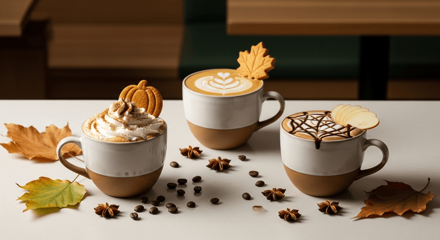Autumn coffee product concepts visualization