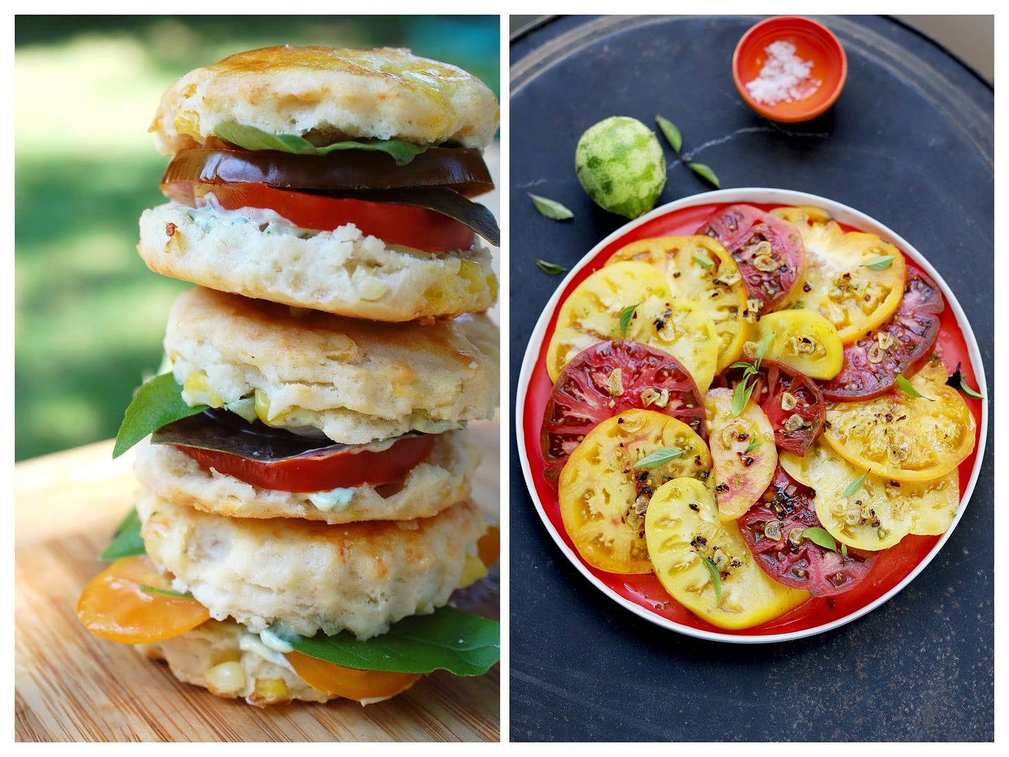 Tomato Party Sandwiches and Tomatoes with Garlic Chile Lime Oil, Cook the Vineyard