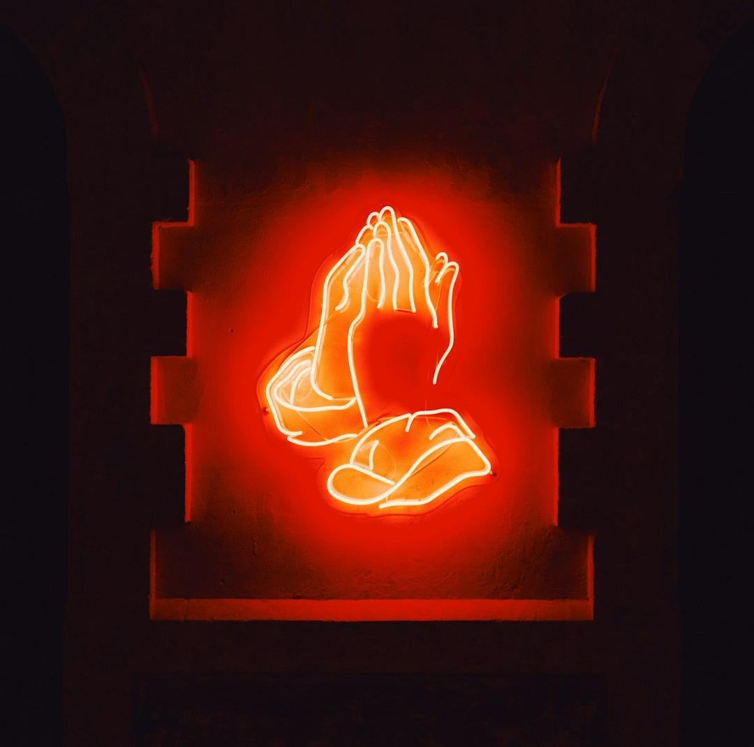 red heart with light on the wall