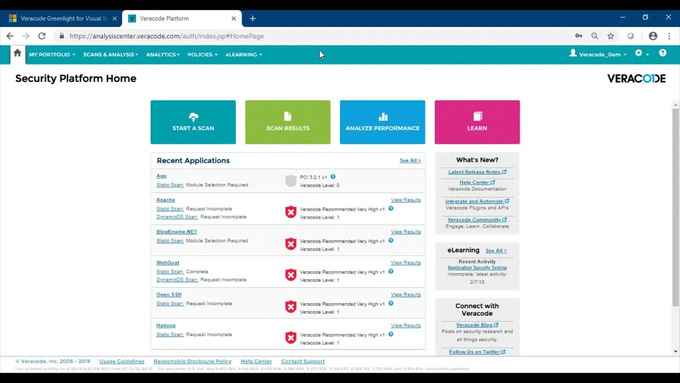 a screen shot of the security platform home page a screen shot of the security platform home page