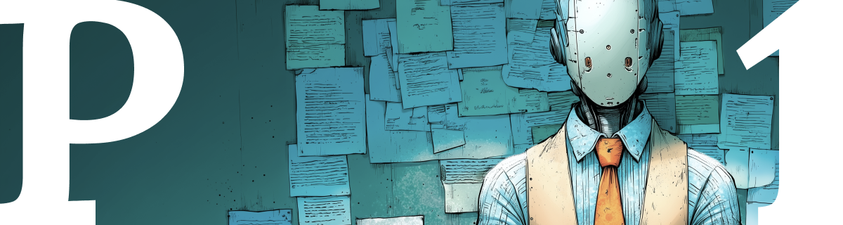 Illustration of an AI robot wearing a vest and tie, representing the gap in AI prompting between a simple tool and a true professional partner